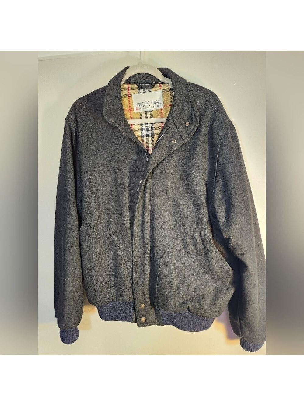 Pacific Trail VTG Wool Men's Dark Gray Bomber Jacket Sz L